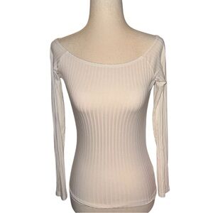 ASOS Off the Shoulder White Ribbed Top